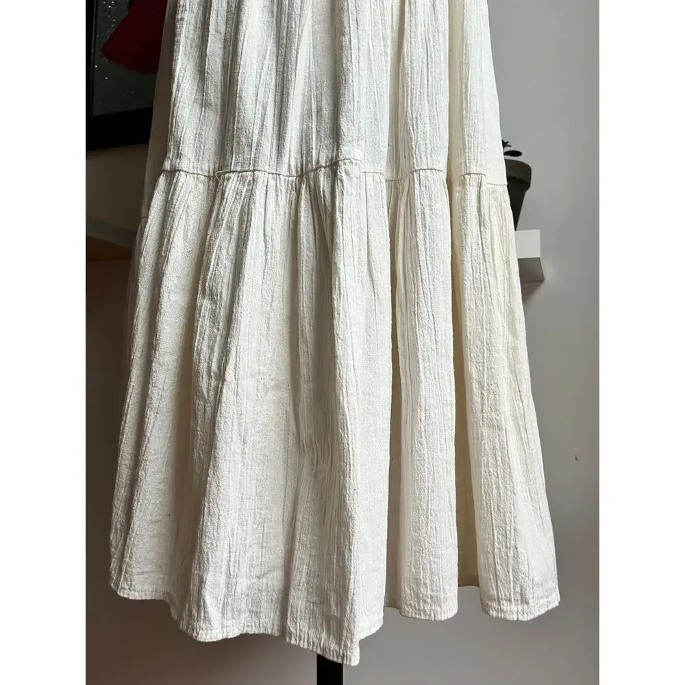 Vintage 60s Crochet Gauze Midi Dress | Ivory Cotton Lace Cottagecore Boho | M/L - Picture 9 of 10